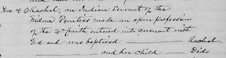 Digital scan of a section of handwritten baptismal account for Rachel and Didi dated December 4.